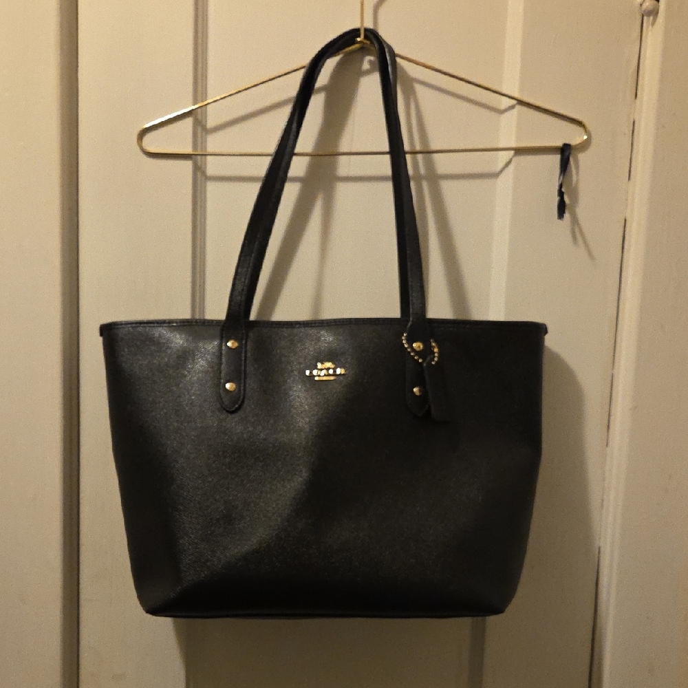 Coach Black Leather Tote Bag